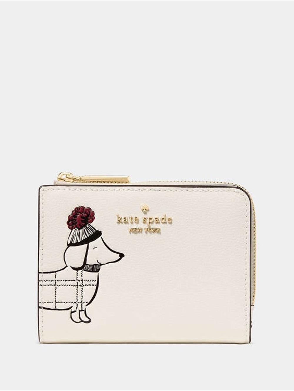 Kate Spade Charlie Dachshund Small L-zip Wallet Meringue